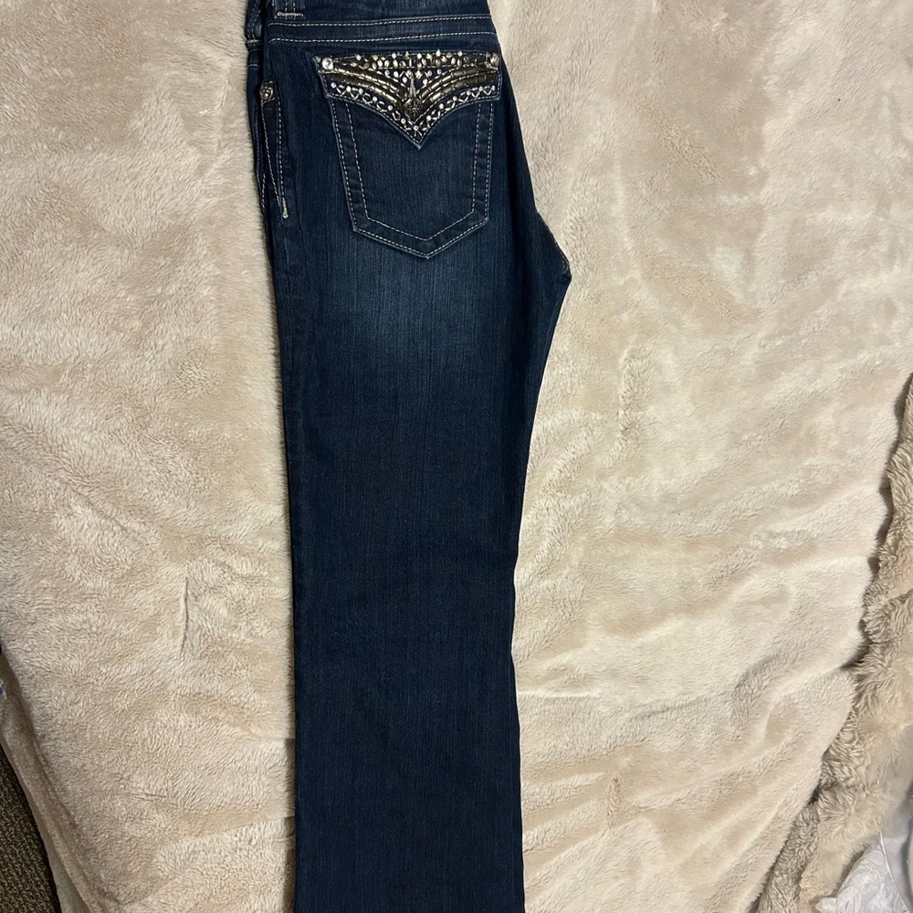 Miss Me Blue Jeans with Silver Embellishments gorgeous pants!! - Picture 7 of 8